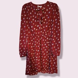 Flowy Burgundy Bird Dress